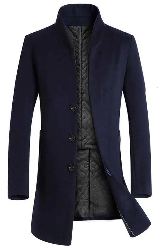 Men's Mid-Length Casual Woolen Trench Coat