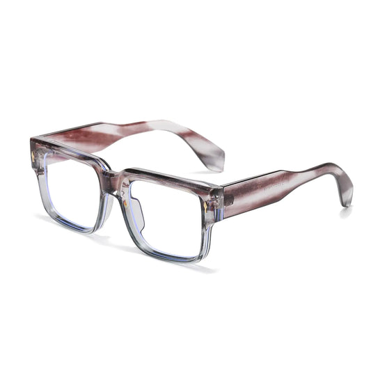 HJSTES - Gafas de sol cuadradas y gruesas para hombre y mujer, modernas, estilo retro, con montura cuadrada y rectangular gruesa (montura de leopardo blanca, lente transparente)