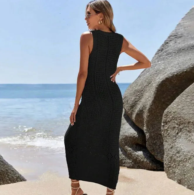 Knitted Hollow-Out Beach Cover-Up Dress