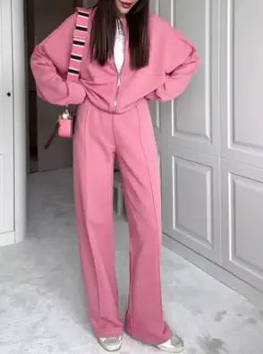 Loose Zip Sweater Casual Trousers Suit