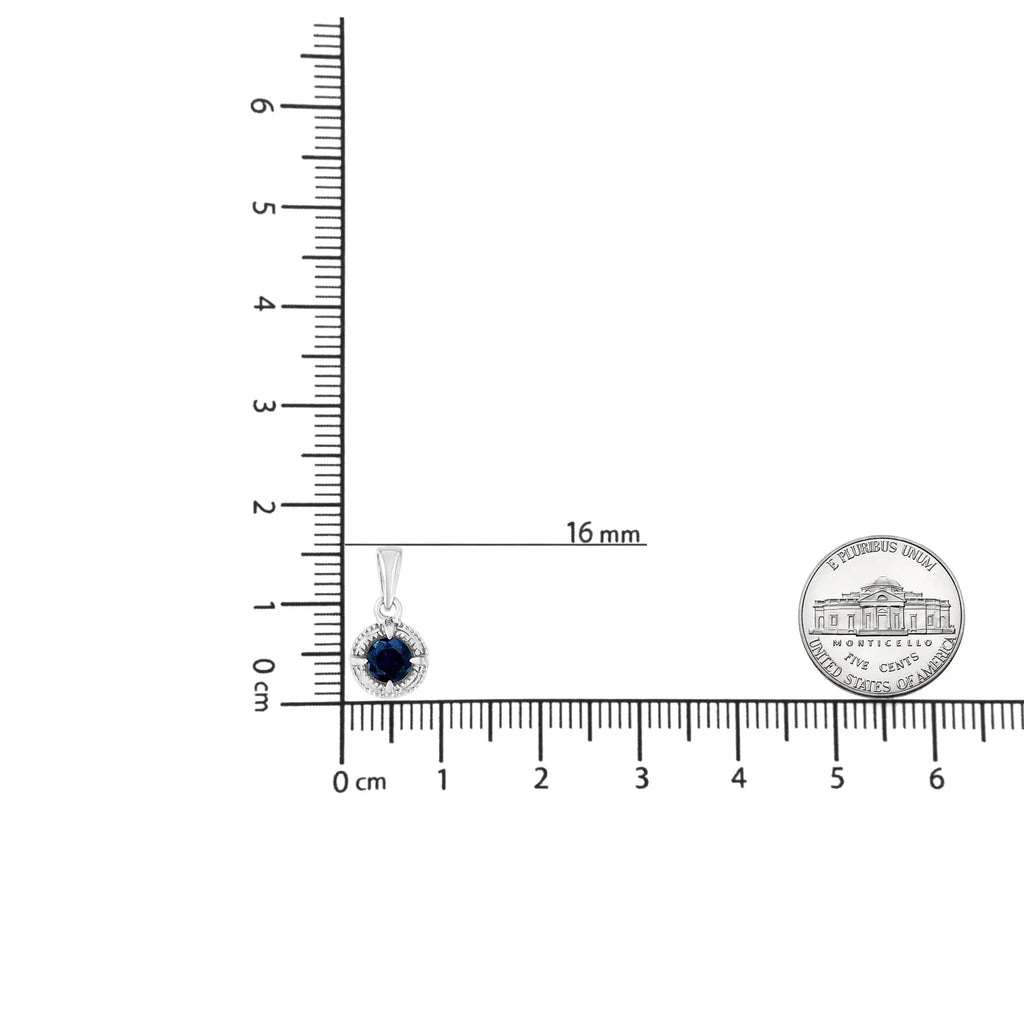 Halskette mit Milgrain-Anhänger, 925er Sterlingsilber, Solitär-Diamant, 45,7 cm