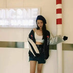 Floral Embroidery Bomber Jacket
