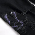 Schwarze Python-Jeans