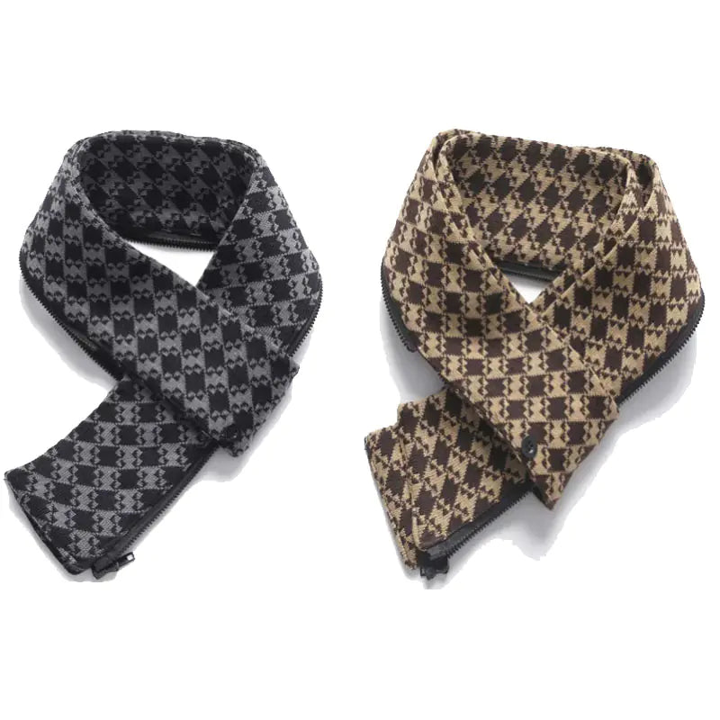 Men's Mid-Length Wool Blend Trench Coat with Scarf