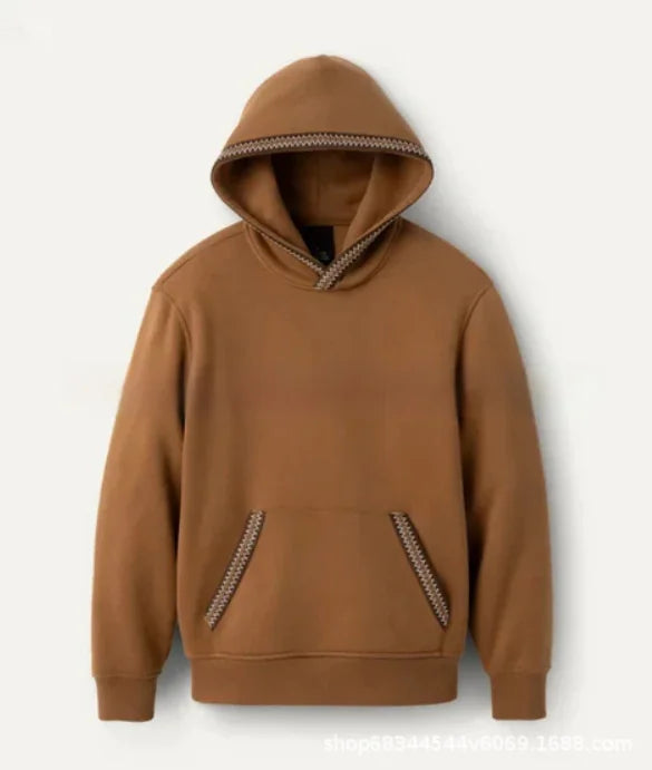 Fleece-Lined Hooded Earth Tone Pullover