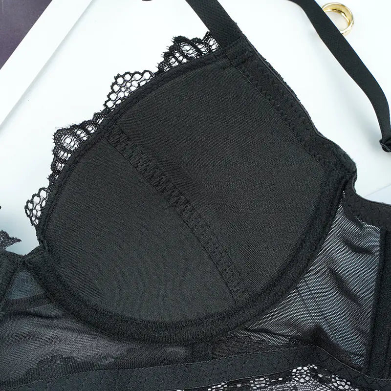 Black Lace Women's Lingerie with Adjustable Bra Support