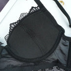 Black Lace Women's Lingerie with Adjustable Bra Support