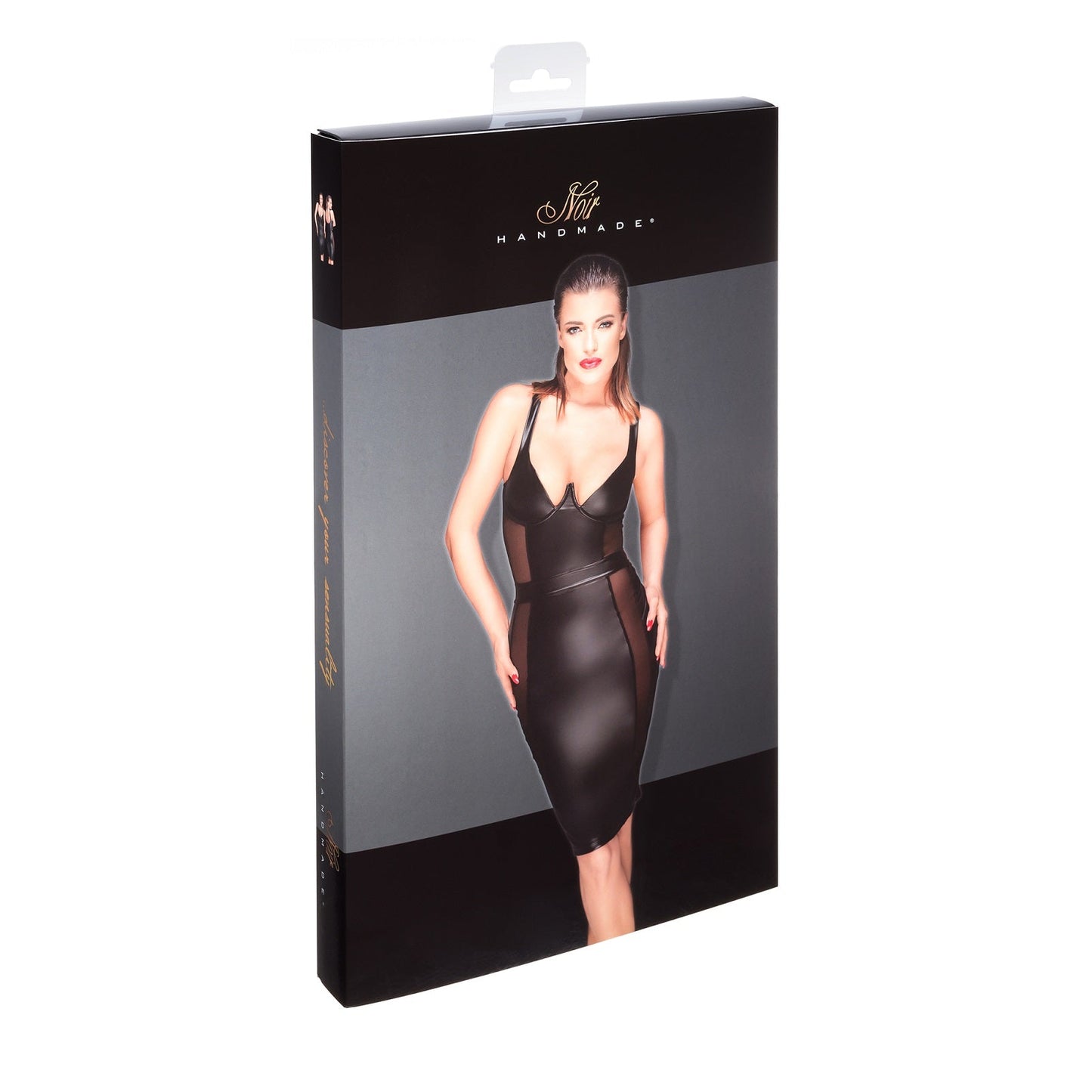 Power Wetlook Pencil Dress Noir Handmade Muse