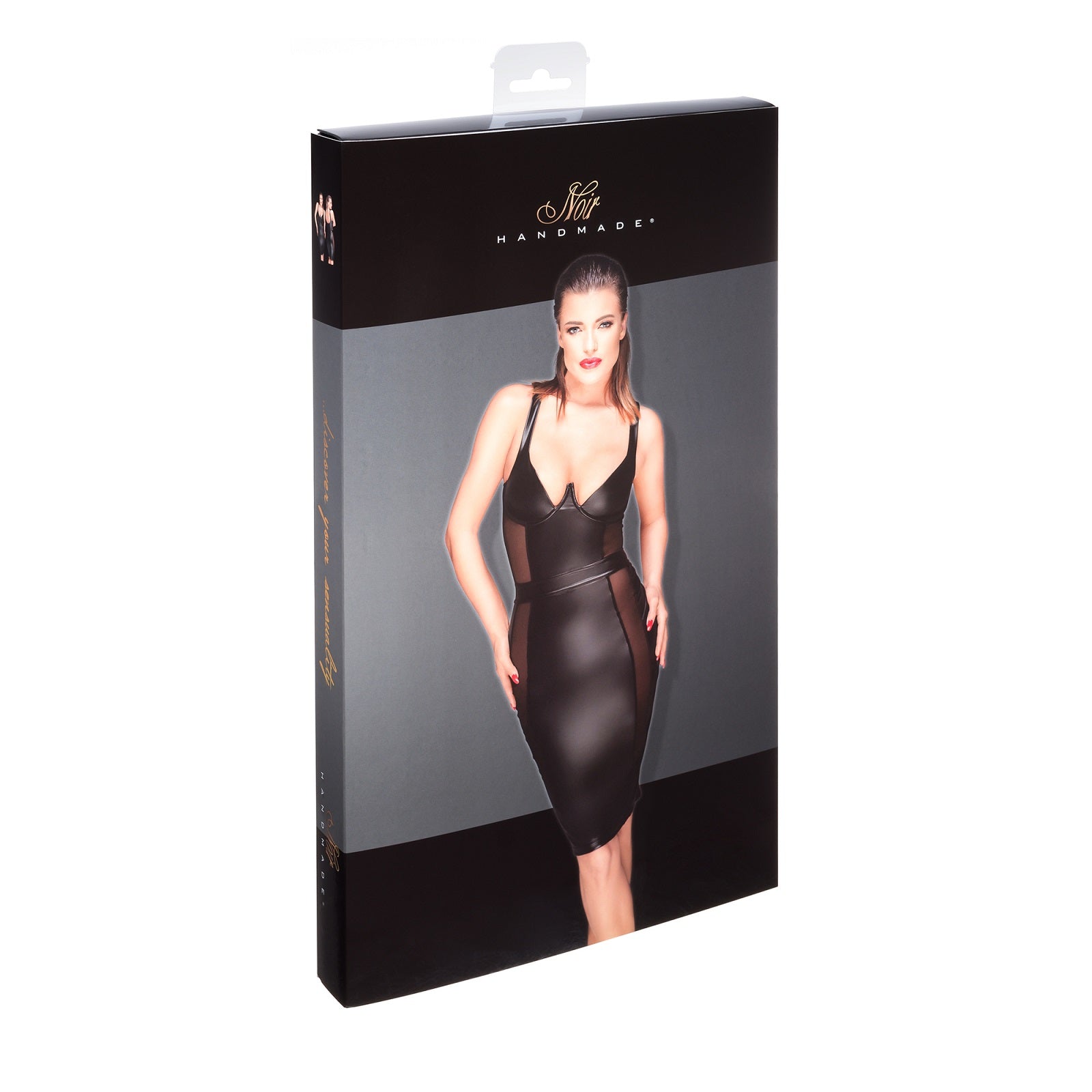 Power Wetlook Pencil Dress Noir Handmade Muse
