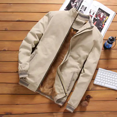 Men’s Casual Polyester Bomber Jacket – Lightweight & Stylish Fall Outerwear