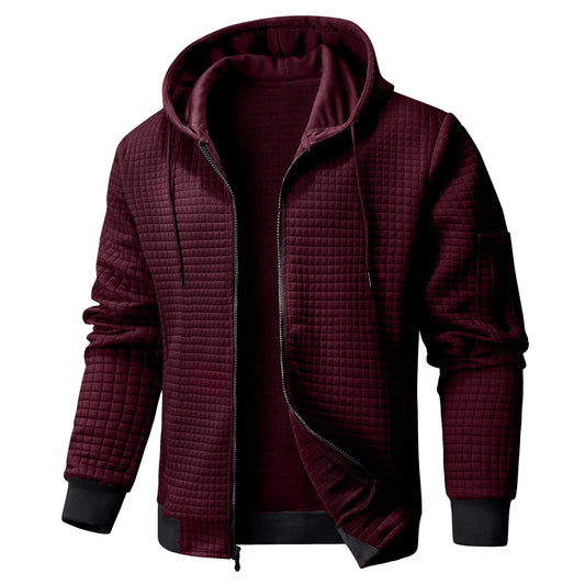 Wizoat Men's Quilted Zip-Up Hoodie — Stylish & Comfortable