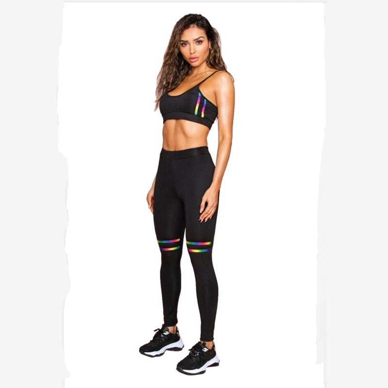 Women Tracksuit Solid Yoga Set Patchwork Running Fitness Jogging Bras + Leggings Sports Suit Gym Sportswear Workout S-3XL