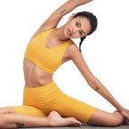 Solid Seamless Yoga Gym Suit Fashion Tank Beauty Back Top Slim Shorts Fitness Push Up Running Sports Running Gym Two Piece Set
