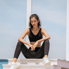 Solid Seamless Gym Yoga Suit Fashion Tank Beauty Back Top Leggings Fitness Push Up Running Sports Dance Training Two Piece Set
