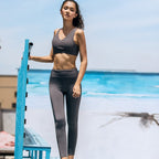 Solid Seamless Gym Yoga Suit Fashion Tank Beauty Back Top Leggings Fitness Push Up Running Sports Dance Training Two Piece Set