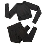 Gym Sport Outfits Yoga Clothing Set Women Long Sleeves Fitness Shirt Seamless Leggings Running Suit Workout Tracksuit Activewear