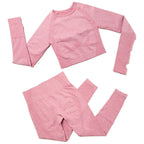Gym Sport Outfits Yoga Clothing Set Women Long Sleeves Fitness Shirt Seamless Leggings Running Suit Workout Tracksuit Activewear