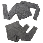 Gym Sport Outfits Yoga Clothing Set Women Long Sleeves Fitness Shirt Seamless Leggings Running Suit Workout Tracksuit Activewear