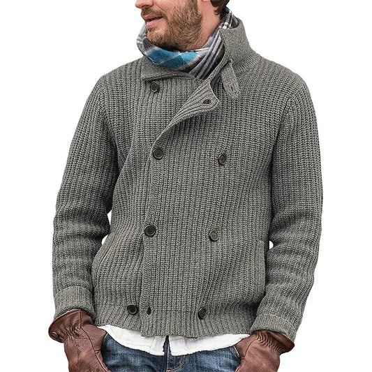 Multicolor Knitted Double-breasted Sweater Coat