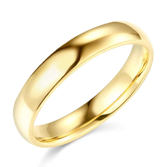Wellingsale 14k Yellow Gold Solid 4mm Regular Fit Traditional Wedding Band Ring - Size 8.5