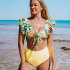 Ruffled High-Waisted Bikini Swimsuit