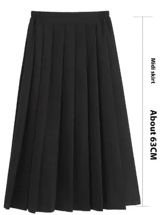 Black Mid-length Pleated Skirt