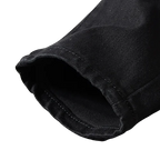 Schwarze zerrissene Bikerjeans