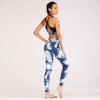 Women's Ocean Print Yoga Fitness Set, Moisture-Wicking