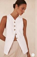 White Linen Vest | V-Neck Vest | Linen Vest | Linen Clothing | 100% Organic Linen