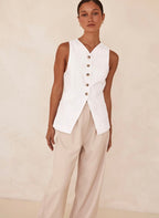 White Linen Vest | V-Neck Vest | Linen Vest | Linen Clothing | 100% Organic Linen