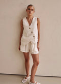 Off-White Asymmetric  Linen Vest | V-Neck Vest | Linen Vest | Linen Clothing | 100% Organic Linen