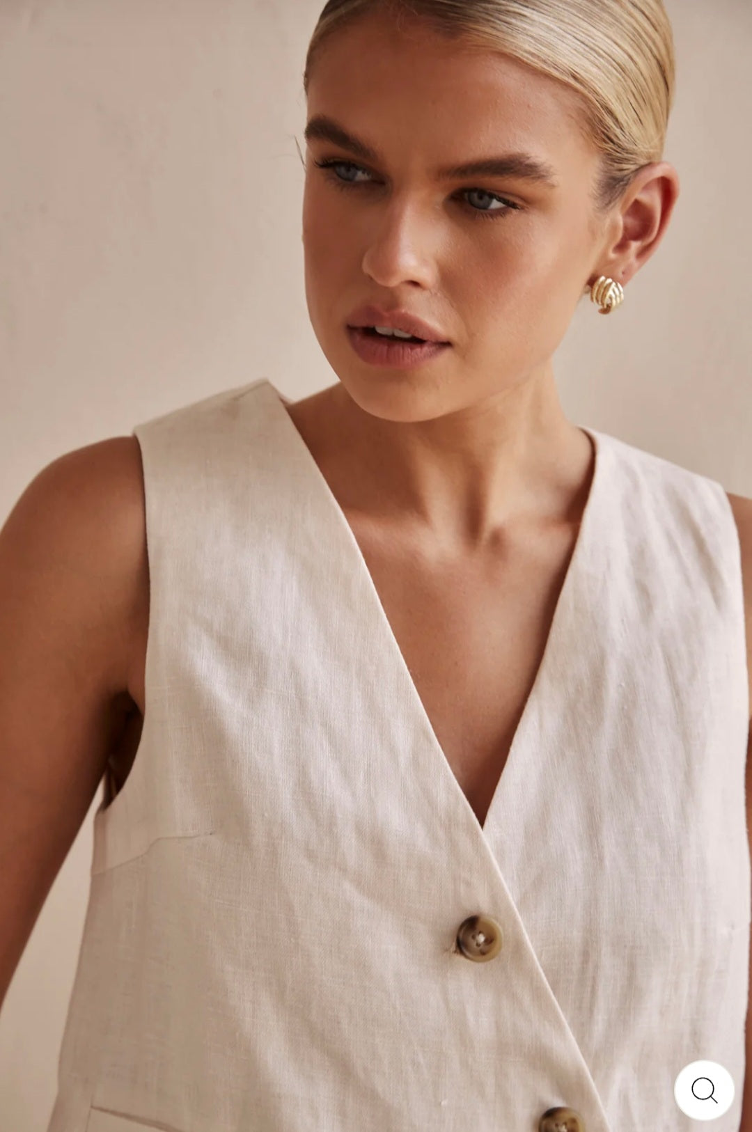 Off-White Asymmetric  Linen Vest | V-Neck Vest | Linen Vest | Linen Clothing | 100% Organic Linen