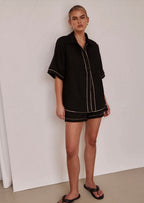 Black Cotton Shirt | Poplin Cotton Shirt