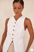 White Linen Vest | V-Neck Vest | Linen Vest | Linen Clothing | 100% Organic Linen