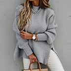 Women High Neck Pullover Long Sleeve