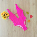 Women's Deep V Solid Color Bikini Swimsuit
