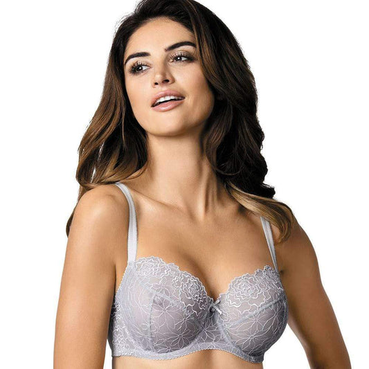 Sheer Mesh Balconette Bra Gorteks Pamela Silver