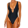 Women's Deep V Solid Color Bikini Swimsuit