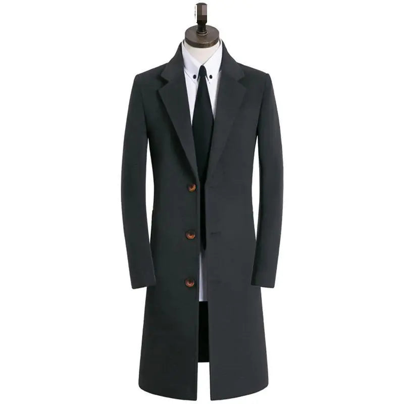 Medium Long Woolen Coat for Men