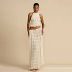 Fashion Solid Hang Neck Long Skirt
