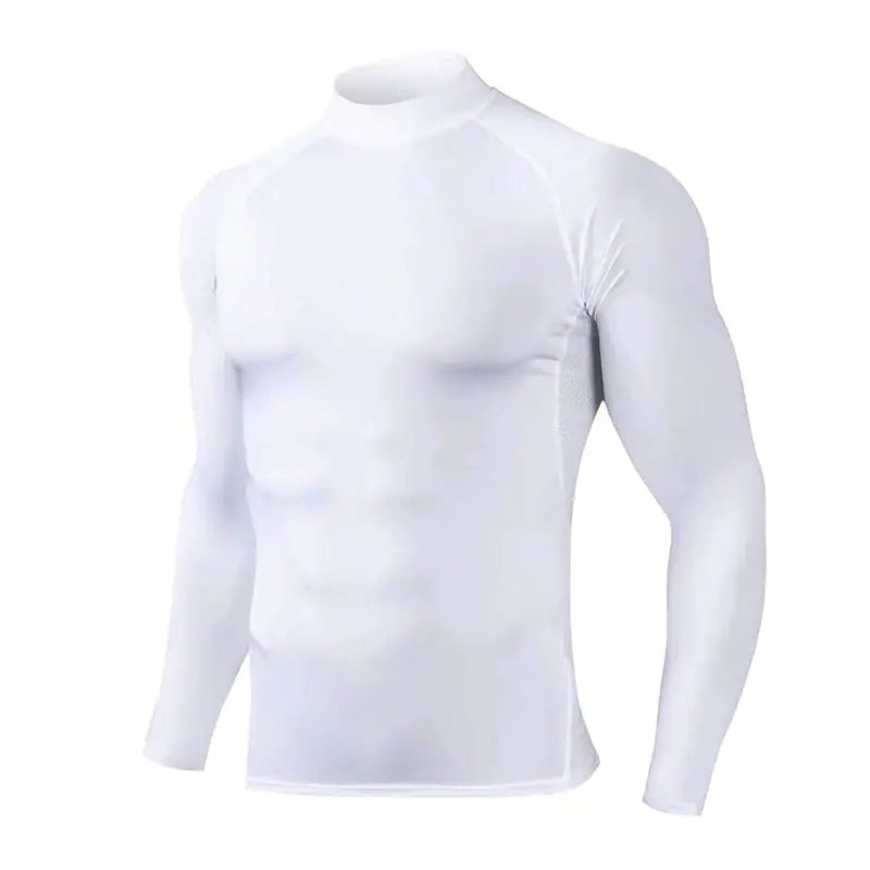 Men's High Neck Fitness Long Sleeve Athletic T-Shirt