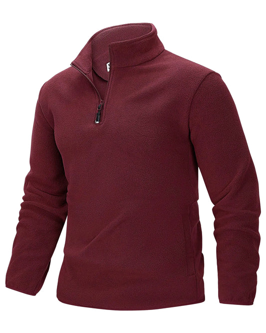 Mens Quarter-Zip Polar Fleece Jacket Long Sleeve Half Zip | Golf Sweatshirt
