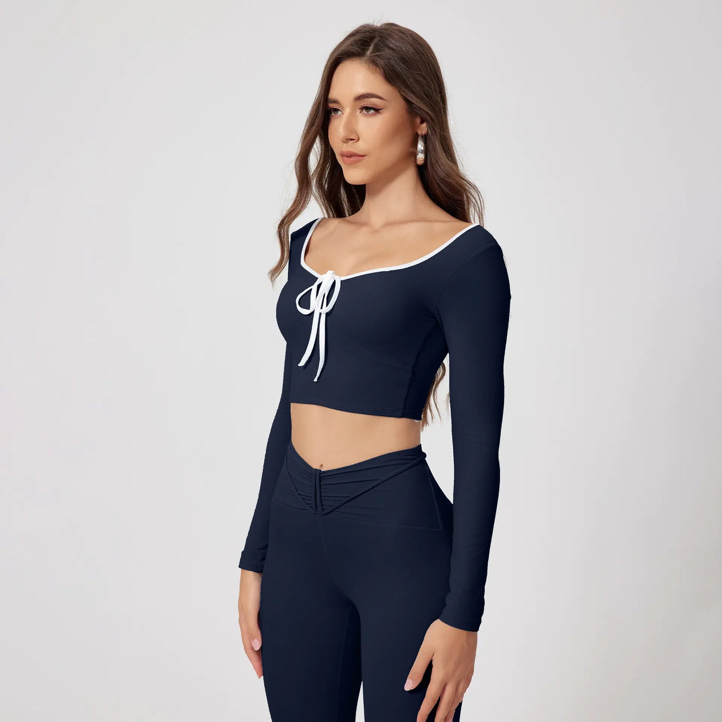 Round-neck High Waist Quick-drying Long Sleeve Yoga Wear Suit
