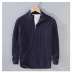 Loose Zip Knitted Pullover Sweater