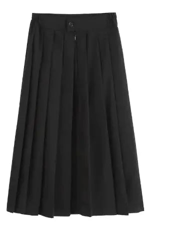 Black Mid-length Pleated Skirt