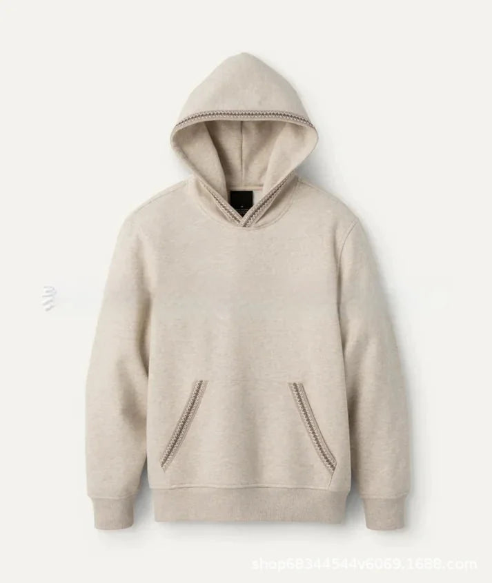 Fleece-Lined Hooded Earth Tone Pullover