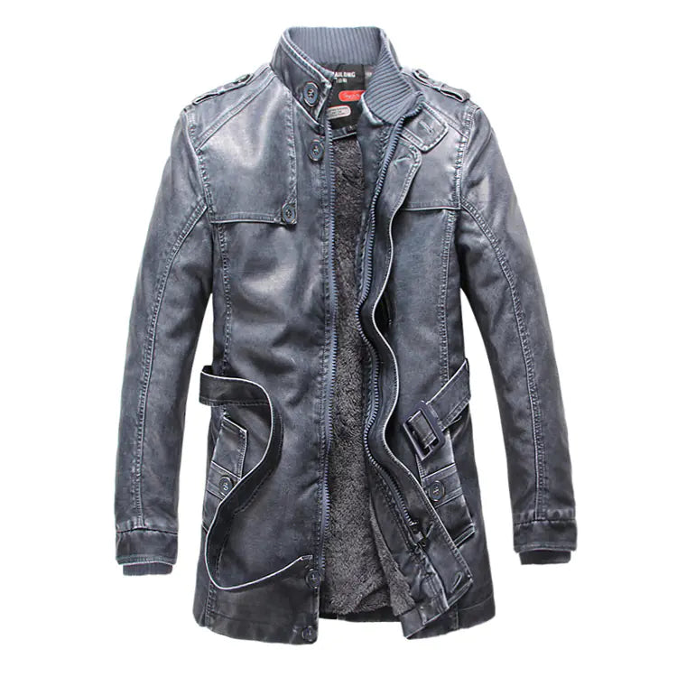 Men's Leather Trench Coat