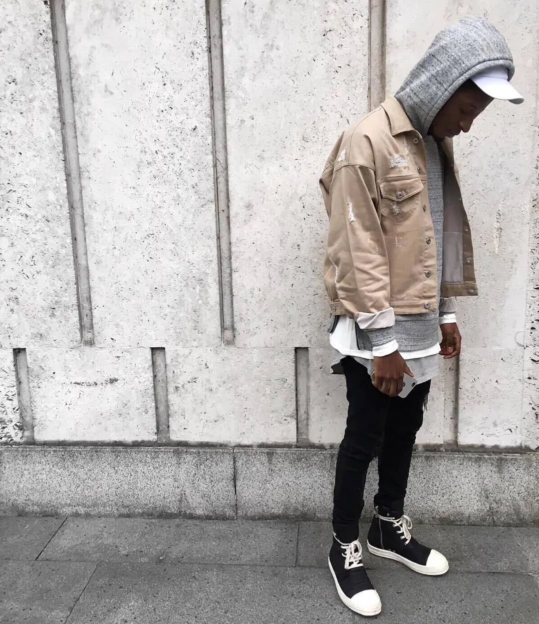 Beige Jacket and Denim Coat Combination