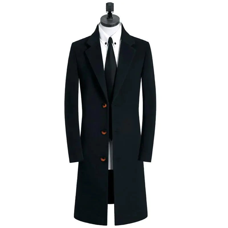 Medium Long Woolen Coat for Men