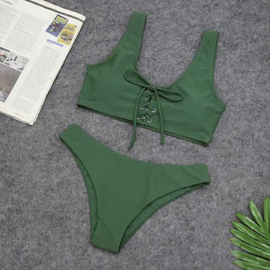 Women's Bikini, Sexy Solid Color Swimsuit